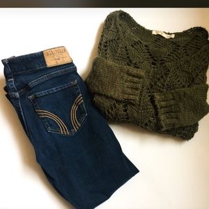 Rewind Army Green Knit Sweater